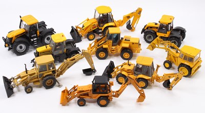 Lot 1566 - 9 various loose 1/32nd scale JCB, Ford and...