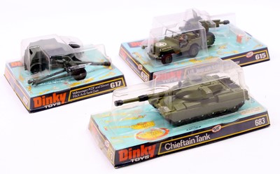 Lot 1130 - Dinky Toys bubble packed group of 3 military...