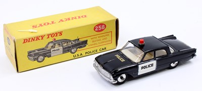 Lot 1073 - Dinky Toys No. 258 USA Police Car, black body...