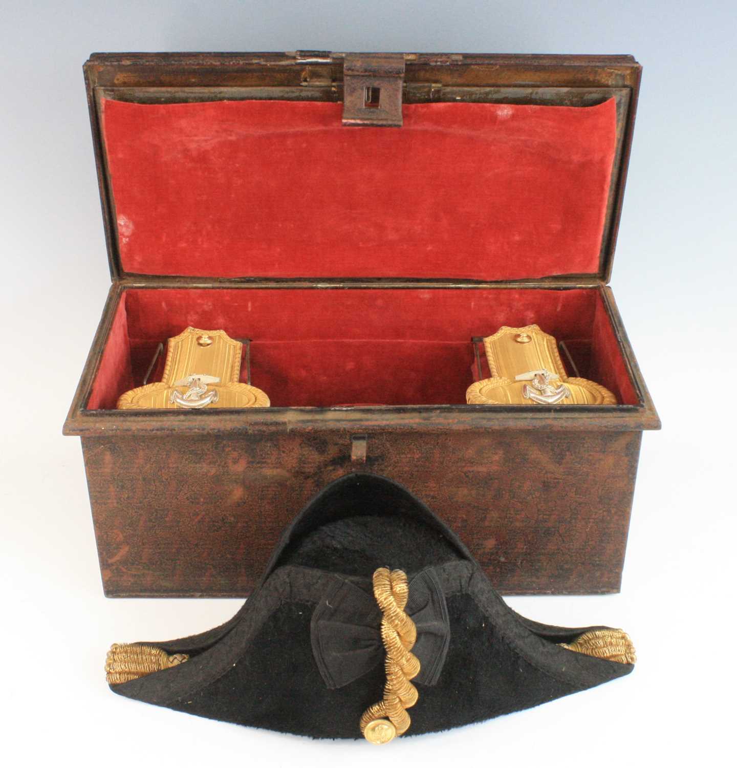 Lot 586 - A Geo. VI Naval officer's bicorn hat by Gieves...