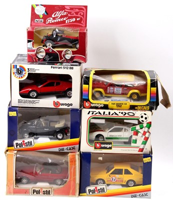 Lot 859 - Seven various boxed Polistil and Bburago 1/24...