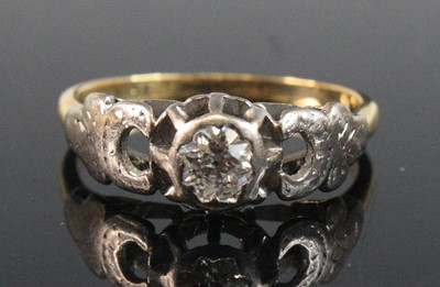Lot 2520 - A yellow and white metal diamond solitaire...