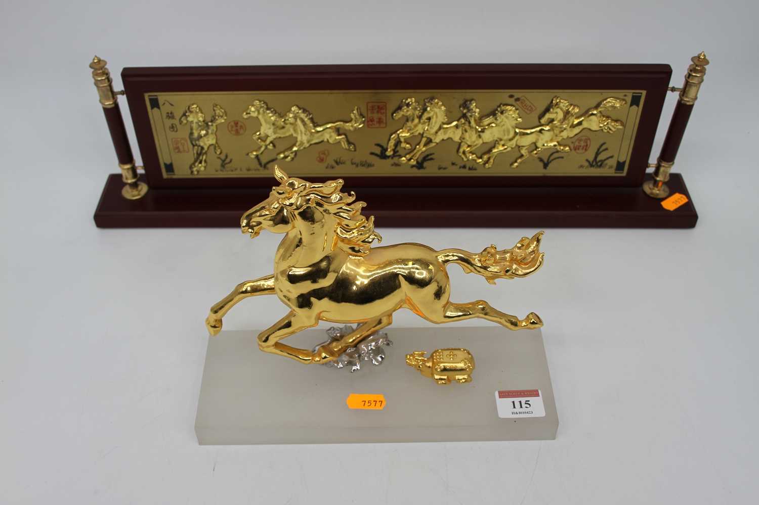 Lot 115 - A modern Chinese plaque of wellbeing, relief...