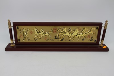 Lot 115 - A modern Chinese plaque of wellbeing, relief...