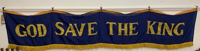 Lot 701 - A 20th century blue linen banner inscribed...