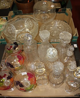 Lot 642 - Two boxes of glassware to include decanters