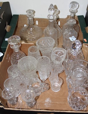 Lot 584 - Two boxes of cut and pressed glassware, to...