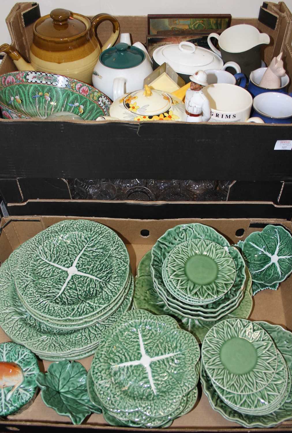 Lot 587 - Two boxes of ceramics, to include a Chinese...