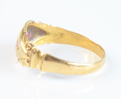 Lot 2532 - An 18ct yellow gold Edwardian ruby and diamond...