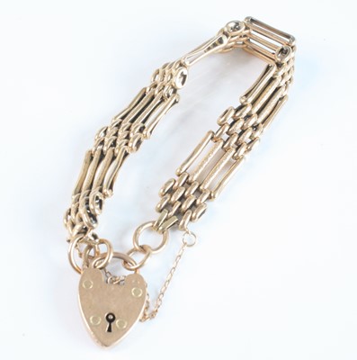 Lot 2538 - A rose metal four bargate link bracelet,...