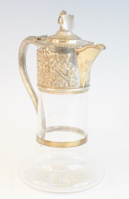 Lot 2107 - A Victorian silver topped cut glass claret jug,...