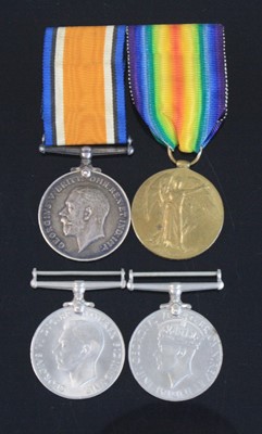 Lot 606 - A WW I British War and Victory pair, naming...