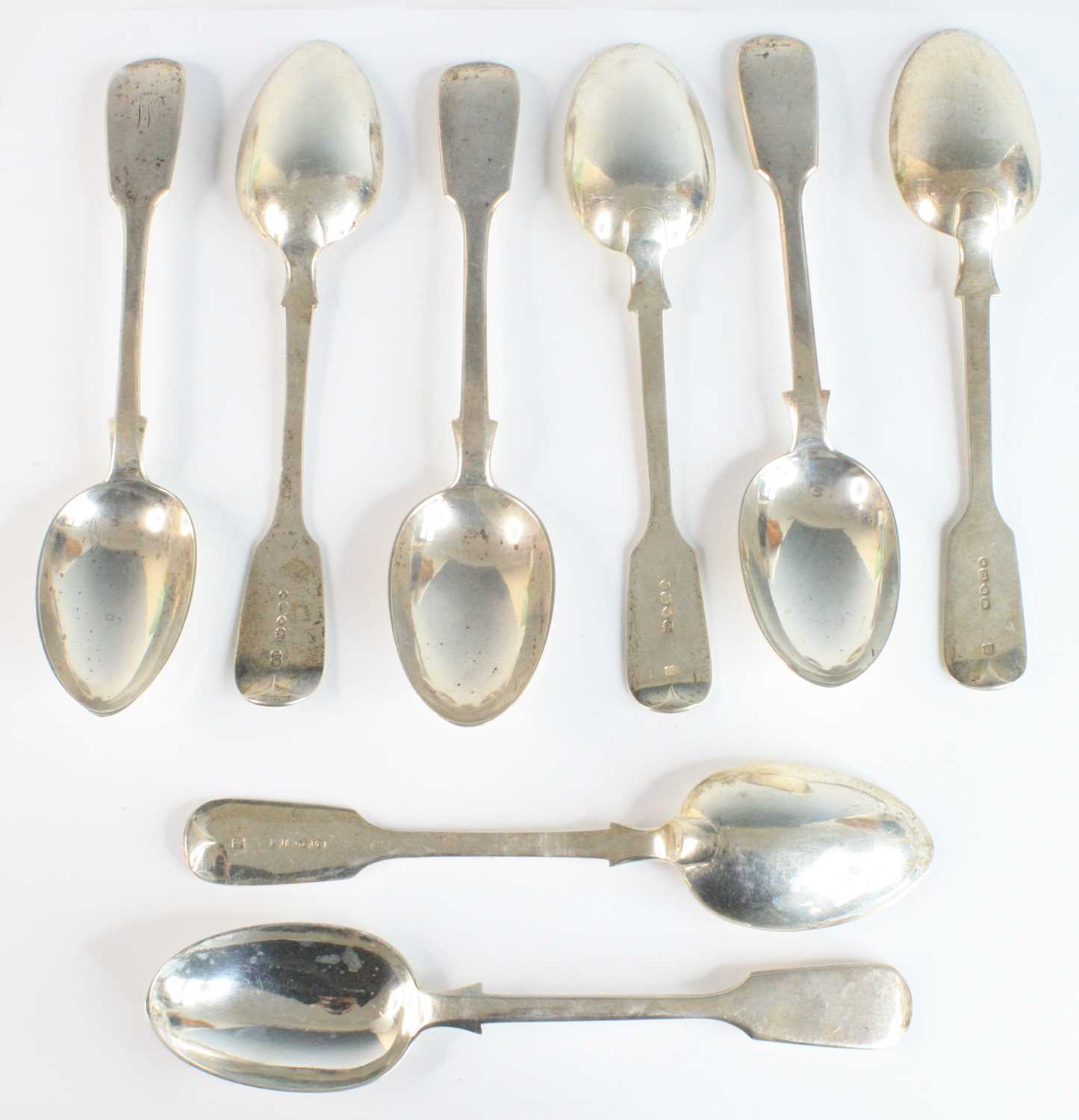 Lot 2111 - A matched set of eight Victorian silver...