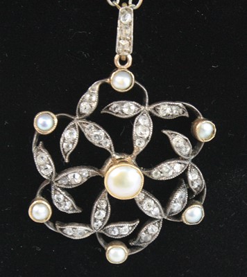 Lot 2575 - A late Victorian yellow metal, pearl and rough...