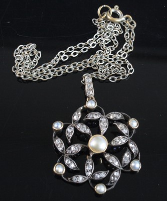 Lot 2575 - A late Victorian yellow metal, pearl and rough...