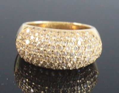 Lot 2548 - A yellow metal bombe cluster ring, pavé set...