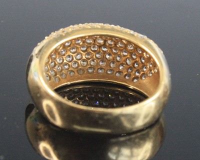 Lot 2548 - A yellow metal bombe cluster ring, pavé set...