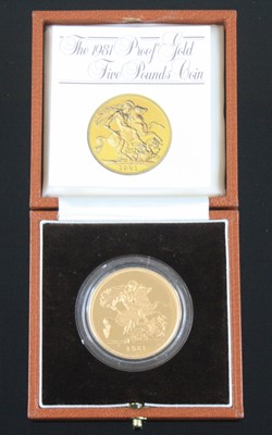 Lot 2251 - Great Britain, 1981 gold proof five pound coin,...