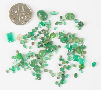 Lot 2600 - A collection of loose emeralds, being various...