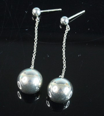 Lot 2587 - A pair of Tiffany & Co silver ear pendants as...