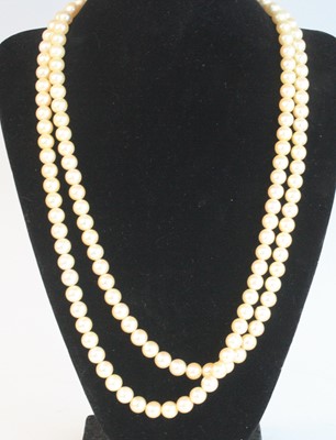 Lot 2620 - A two-row cultured pearl necklace, comprising...