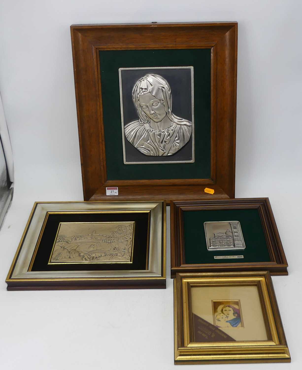 Lot 27 - A modern Italian silver plaque cast in relief...