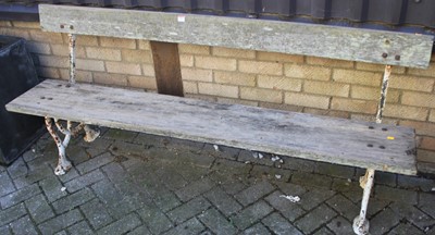 Lot 1174 - A Victorian cast iron ended and planked pine...