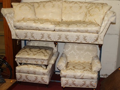 Lot 1207 - A contemporary cream floral silk damask...
