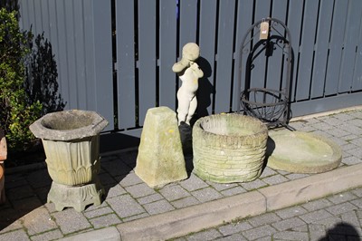 Lot 1184 - A wrought metal garden planter on stand,...