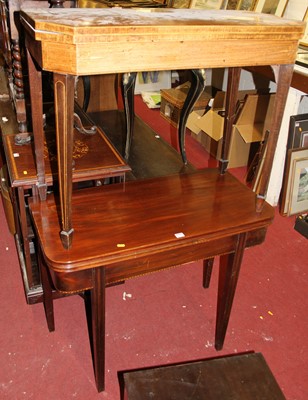 Lot 1219 - Two 19th century mahogany foldover card tables
