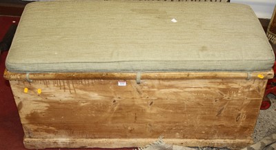 Lot 1195 - A 19th century stripped pine hinged top tool...