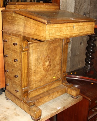 Lot 1227 - A Victorian burr oak and inlaid slopefront...