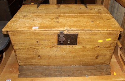 Lot 1237 - A 19th century rustic pine hinge top tool...