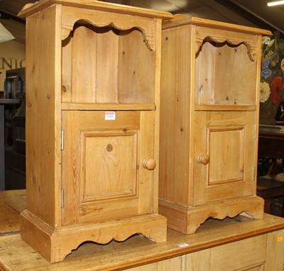 Lot 1239 - A pair of modern pine ledgeback single door...