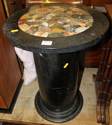Lot 1251 - A black slate and specimen marble top inset...