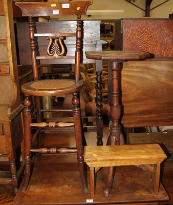 Lot 1274 - A 19th century beech and cane inset child's...