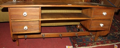 Lot 1329 - A Victorian elm wall mounted coat-rack, with...