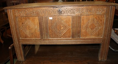 Lot 1330 - An 18th century joined oak and line carved...