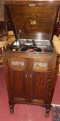 Lot 1353 - A 1930s 'His Master's Voice' oak freestanding...