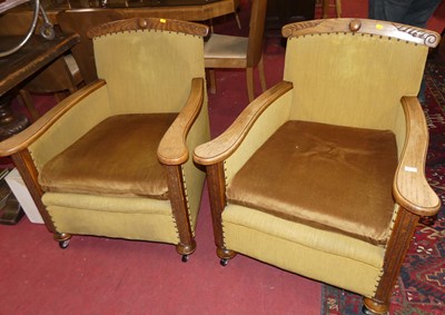 Lot 1369 - A pair of early 20th century oak framed and...