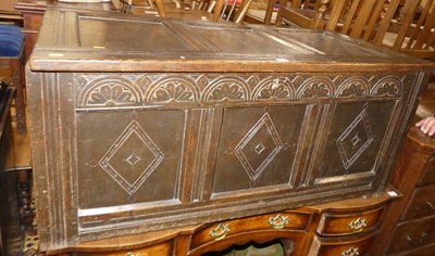 Lot 1373 - An 18th century and later line carved oak...