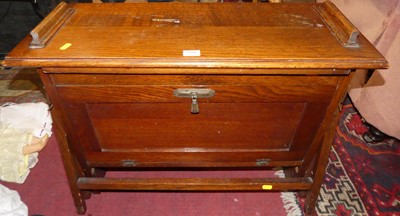 Lot 1381 - A mid-20th century oak travelling campaign bed,...