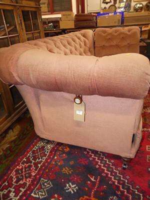 Lot 1383 - A Victorian pink buttoned dralon twin drop-end...