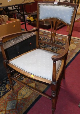 Lot 1387 - An Edwardian mahogany floral pad back and seat...