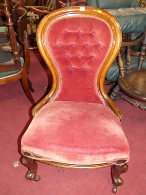 Lot 1403 - A mid-Victorian mahogany framed and red dralon...
