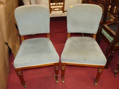 Lot 1405 - A set of six Victorian walnut framed and blue...