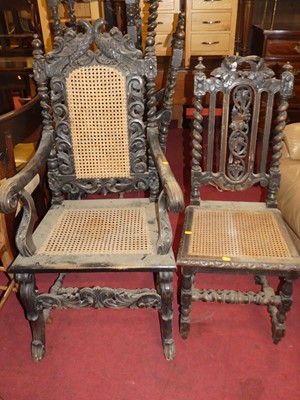 Lot 1407 - A pair of late 19th century heavily carved and...