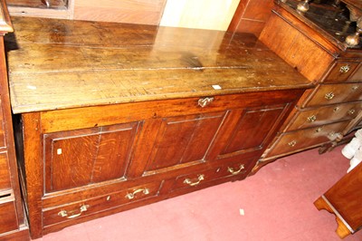 Lot 1441 - An 18th century joined oak three panel hinge...