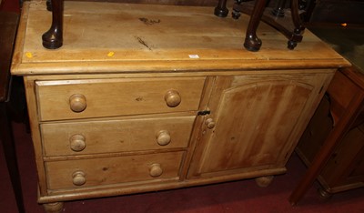 Lot 1446 - A Victorian pine low side cupboard, having...