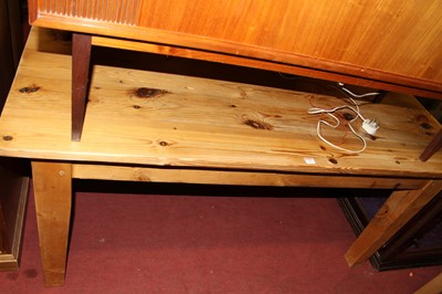 Lot 1454 - A modern pine farmhouse kitchen table, on...
